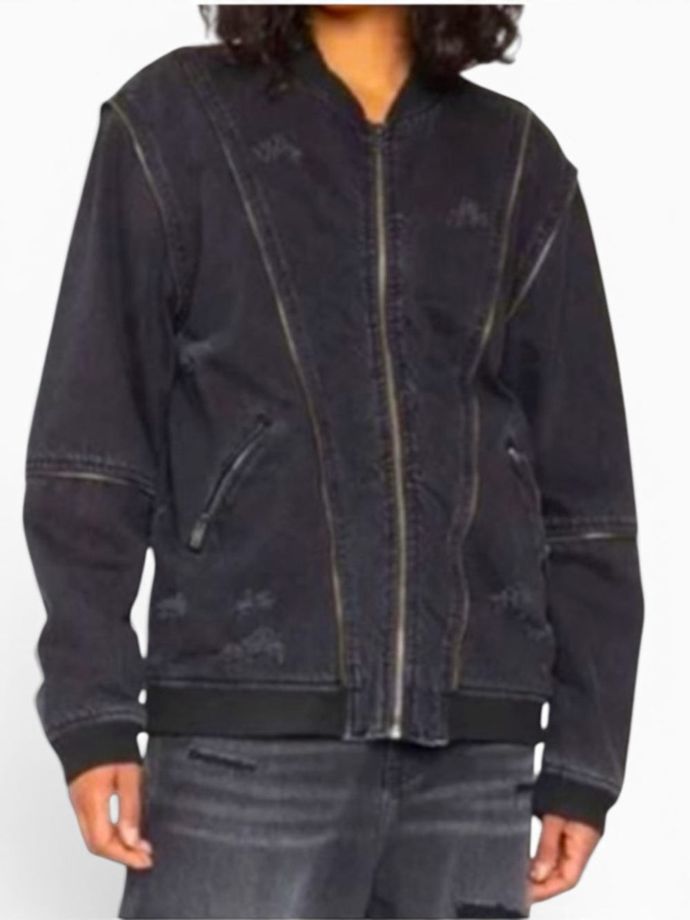 🆕 FREE PEOPLE Sandrine Rose Black Oversized Zip Bomber Jacket NWT